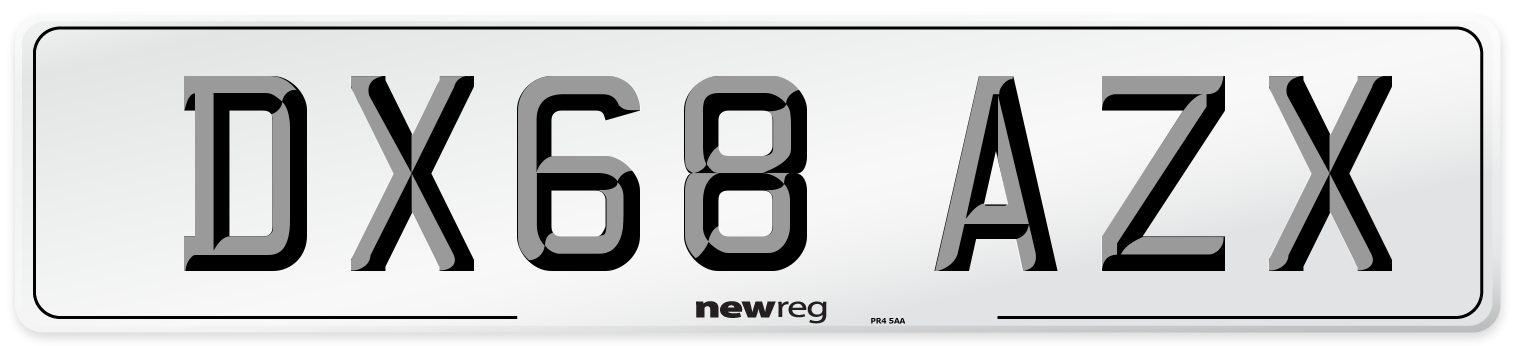 DX68 AZX Number Plate from New Reg